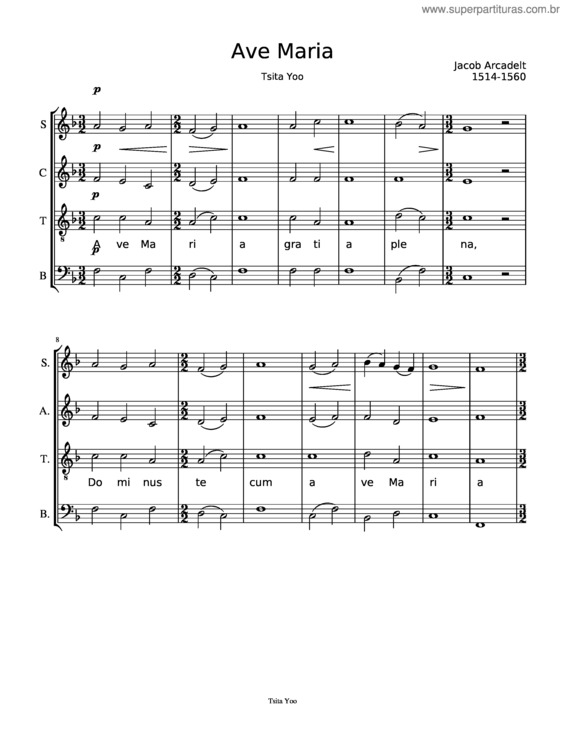 Partitura da música Ave Maria v.299