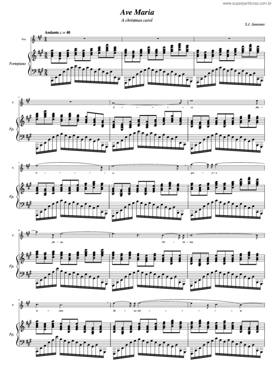 Partitura da música Ave Maria v.301