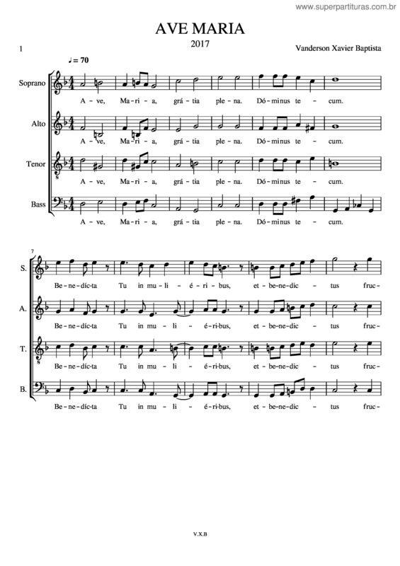 Partitura da música Ave Maria v.304