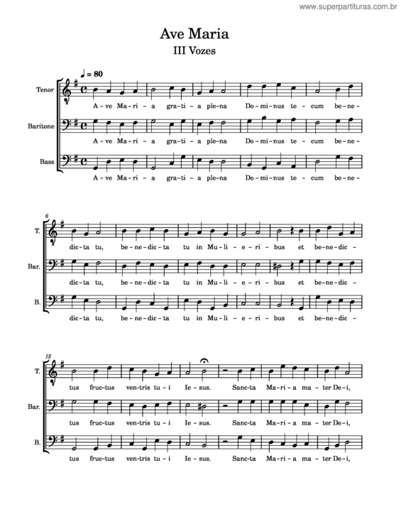 Partitura da música Ave Maria v.306