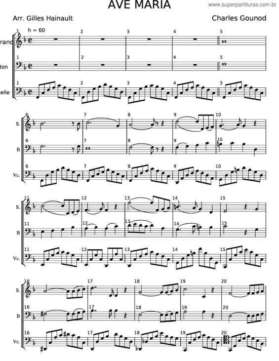 Partitura da música Ave Maria v.307