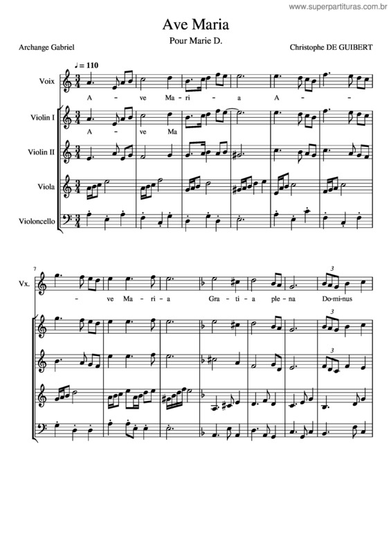 Partitura da música Ave Maria v.311