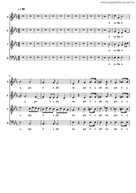 Partitura da música Ave Maria v.316