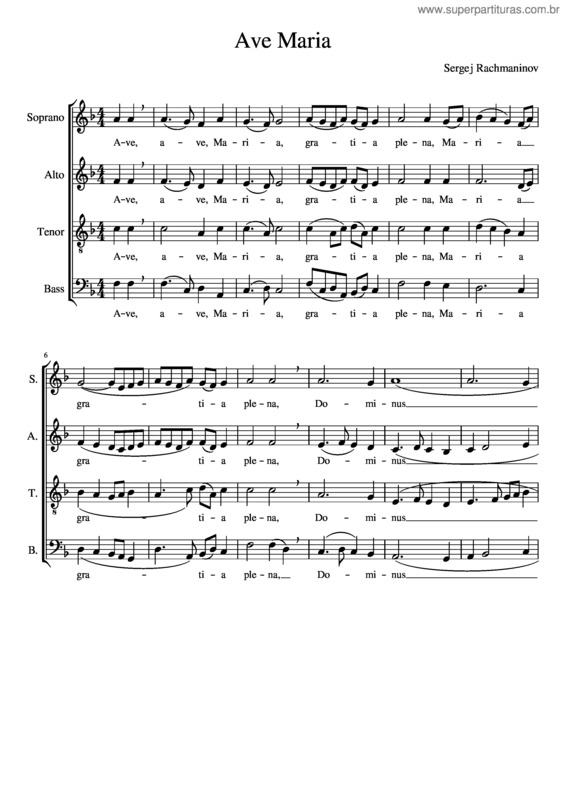 Partitura da música Ave Maria v.320