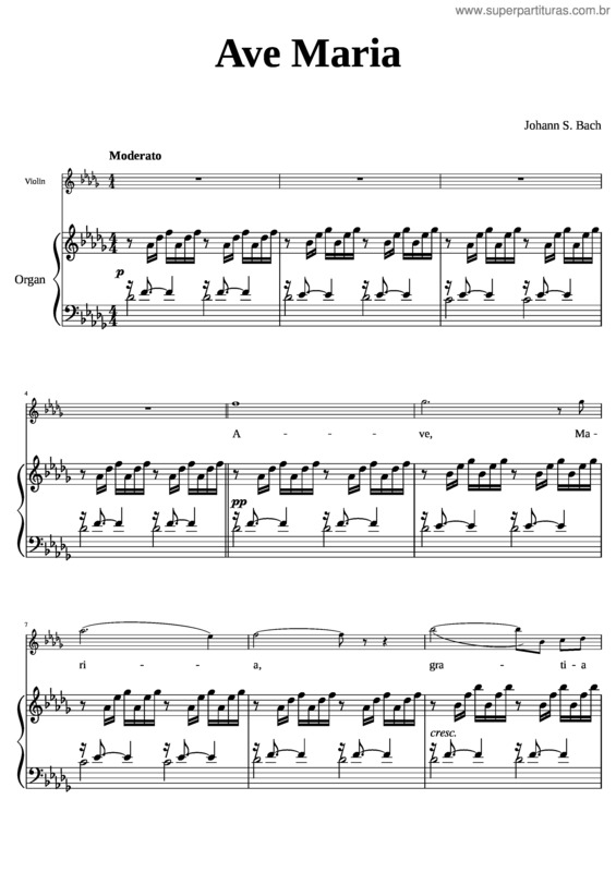 Partitura da música Ave Maria v.325