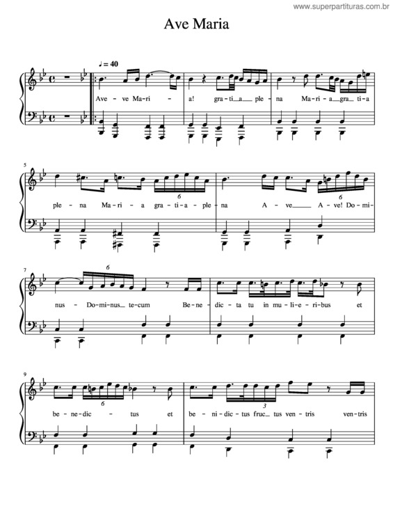 Partitura da música Ave Maria v.329