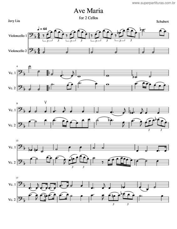 Partitura da música Ave Maria v.332