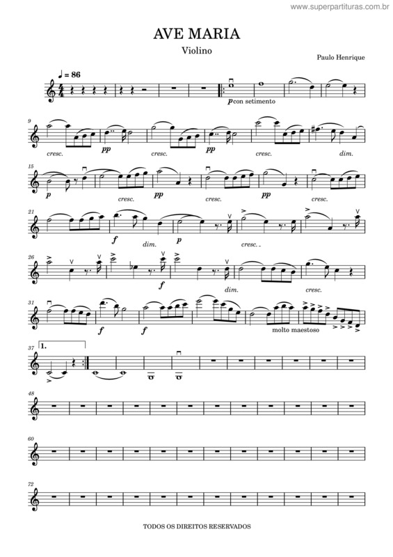 Partitura da música Ave Maria v.335