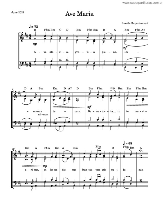 Partitura da música Ave Maria v.336