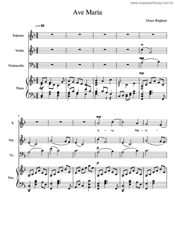 Partitura da música Ave Maria v.337