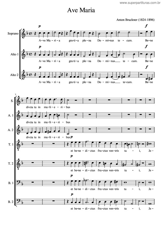 Partitura da música Ave Maria v.340