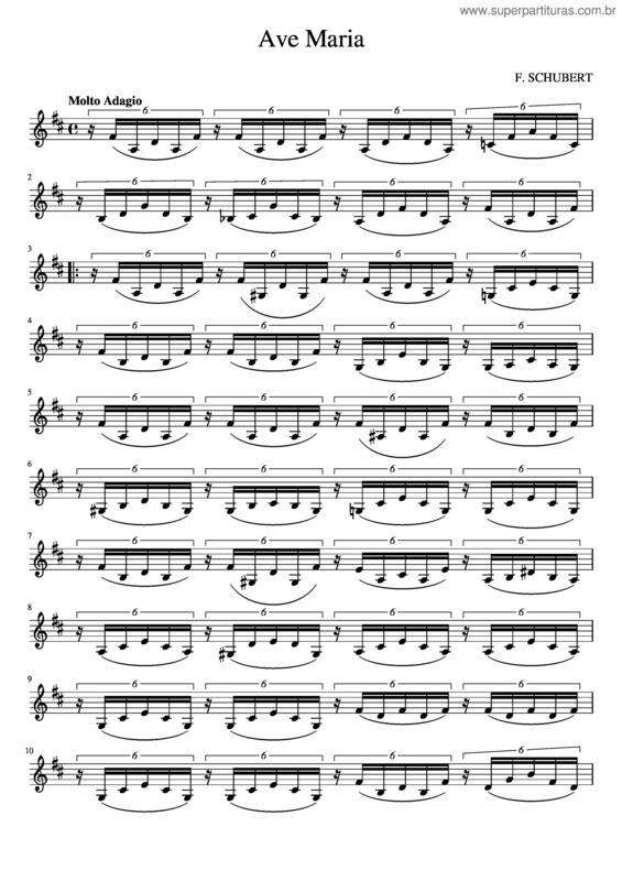 Partitura da música Ave Maria v.344