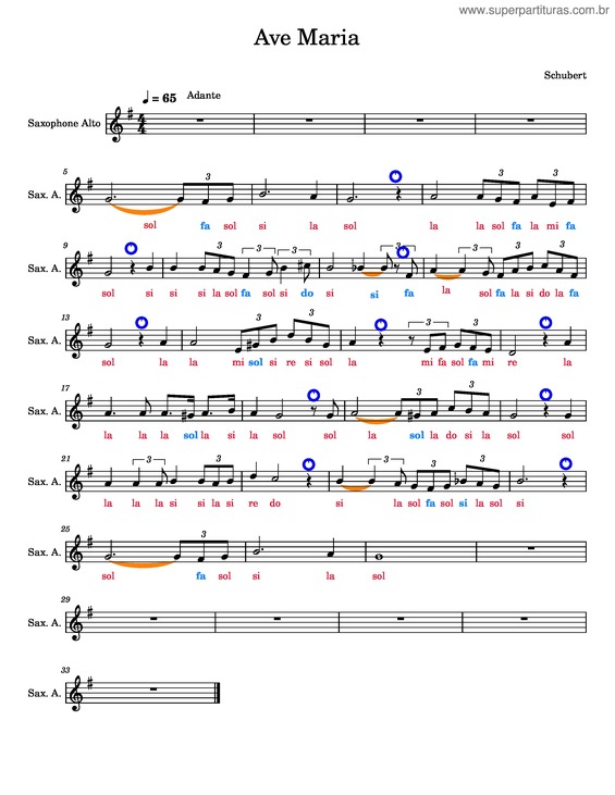 Partitura da música Ave Maria v.345