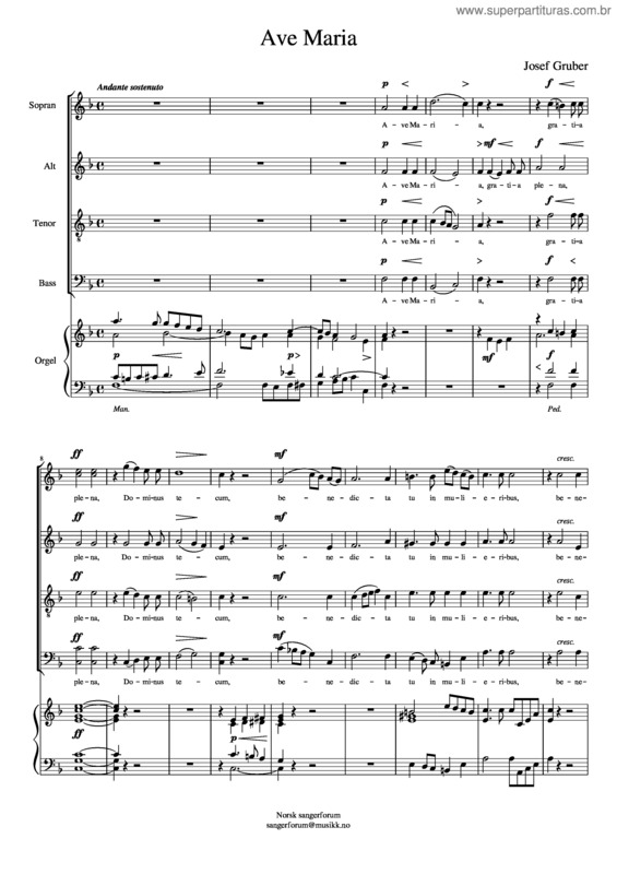 Partitura da música Ave Maria v.346
