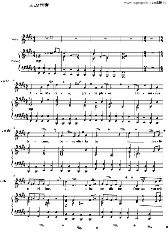 Partitura da música Ave Maria v.347