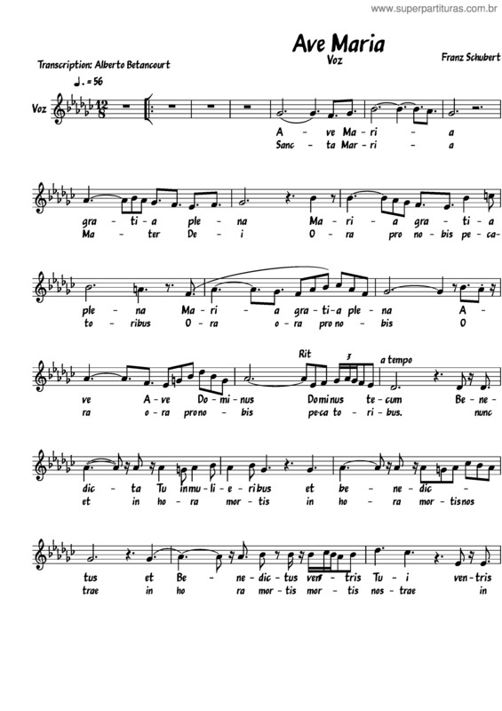 Partitura da música Ave Maria v.354