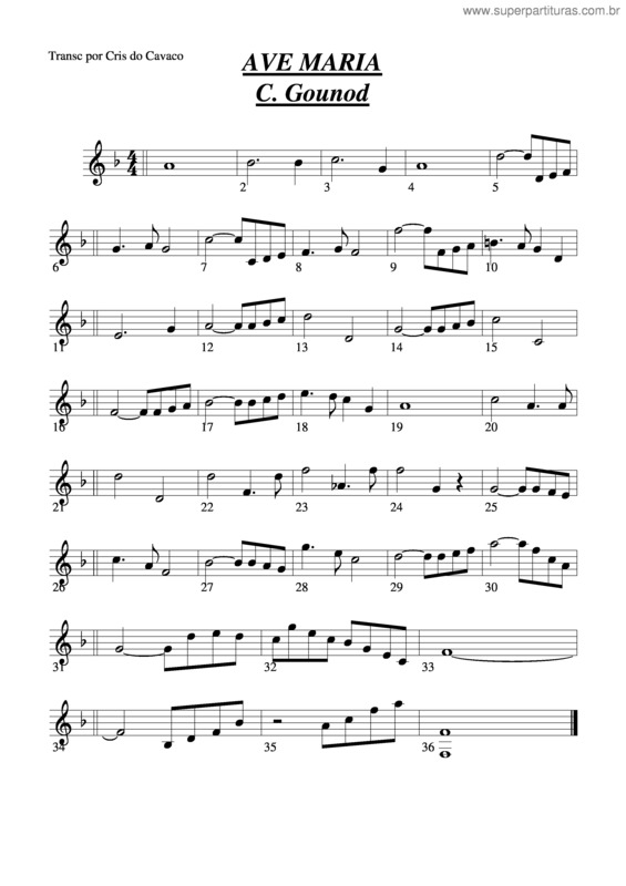 Partitura da música Ave Maria v.36