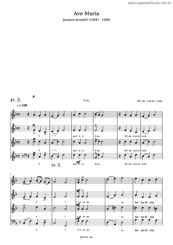 Partitura da música Ave Maria v.368