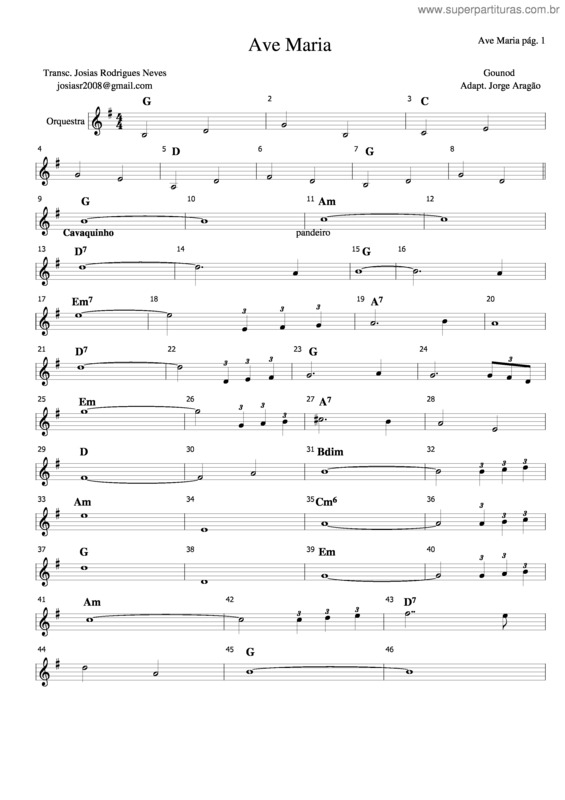 Partitura da música Ave Maria v.42