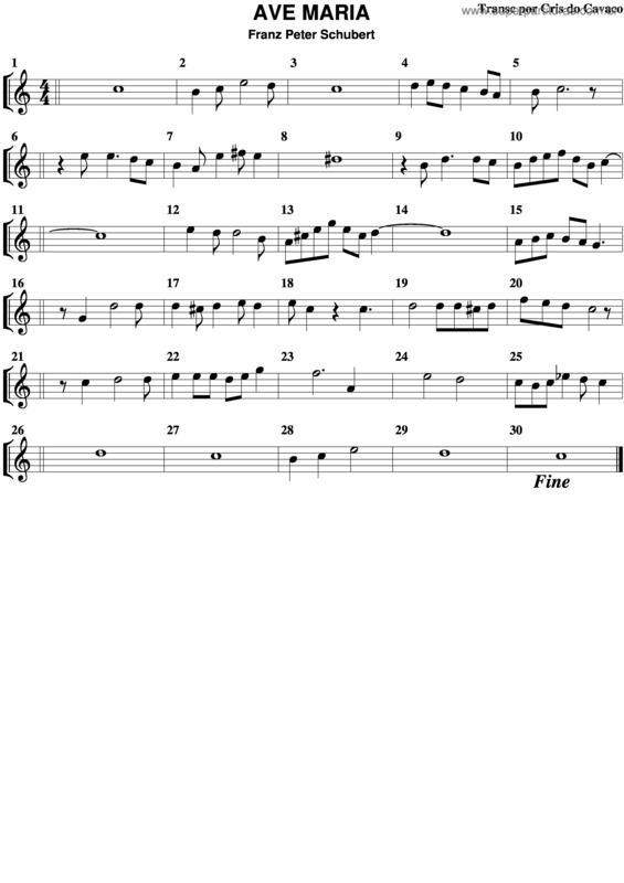 Partitura da música Ave Maria v.46