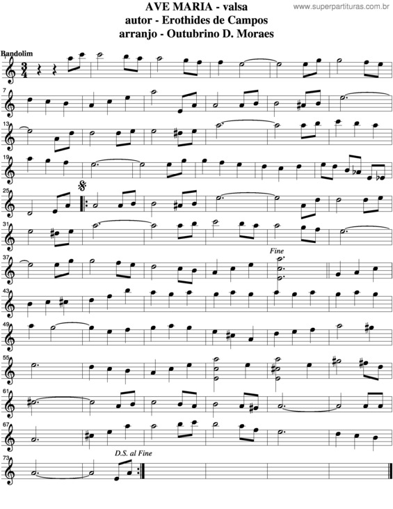 Partitura da música Ave Maria v.48