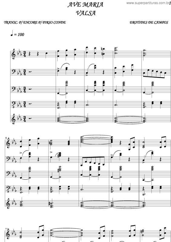 Partitura da música Ave Maria v.52