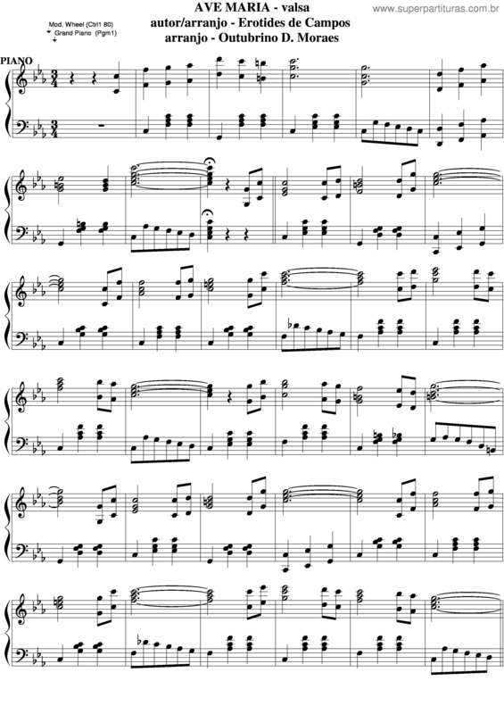 Partitura da música Ave Maria v.59