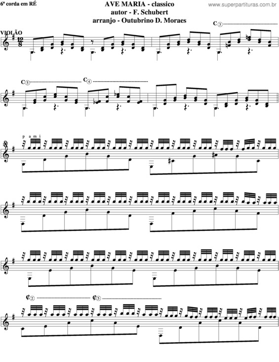 Partitura da música Ave Maria v.61