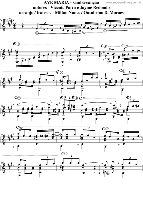 Partitura da música Ave Maria v.65