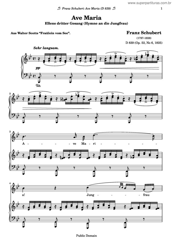 Partitura da música Ave Maria v.68