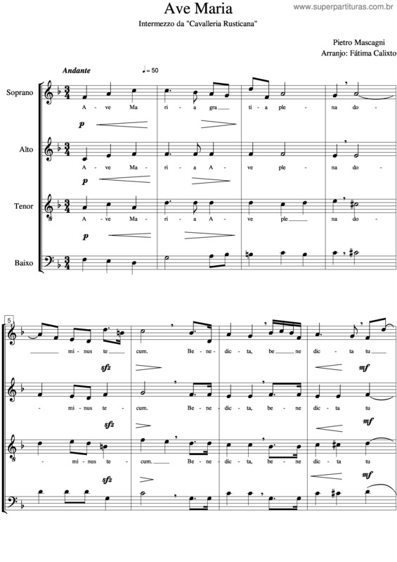 Partitura da música Ave Maria v.72