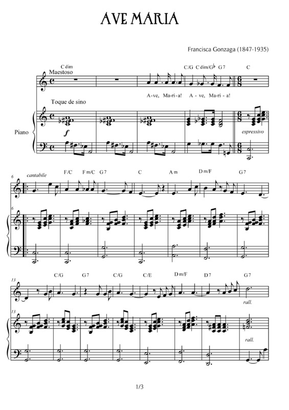 Partitura da música Ave Maria v.77