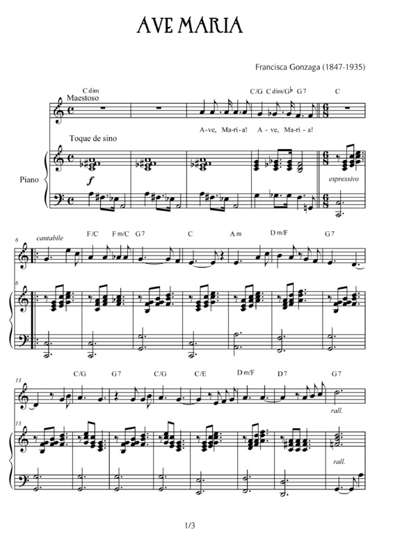 Partitura da música Ave Maria v.77