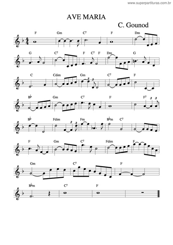 Partitura da música Ave Maria v.86