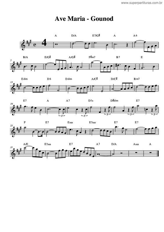 Partitura da música Ave Maria v.88