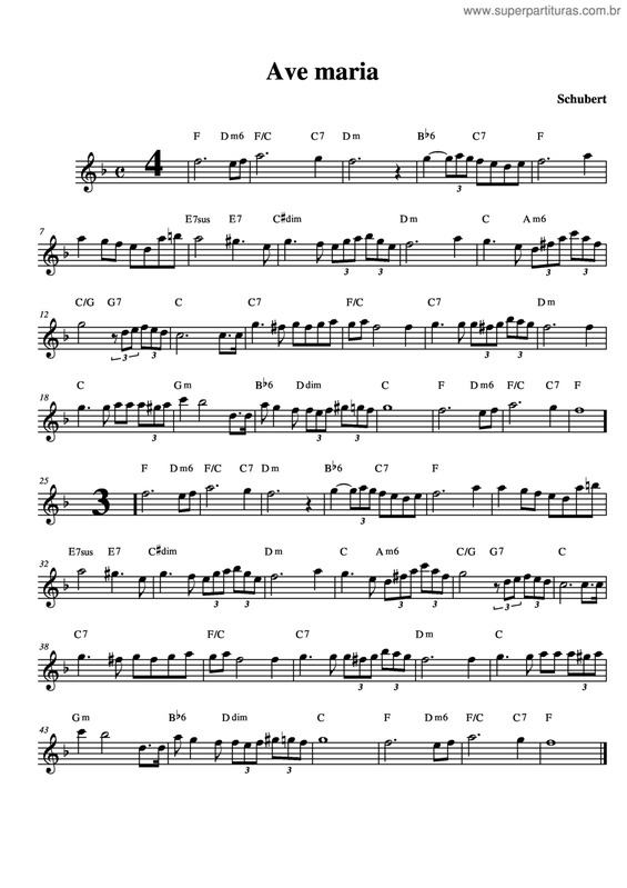 Partitura da música Ave Maria v.90