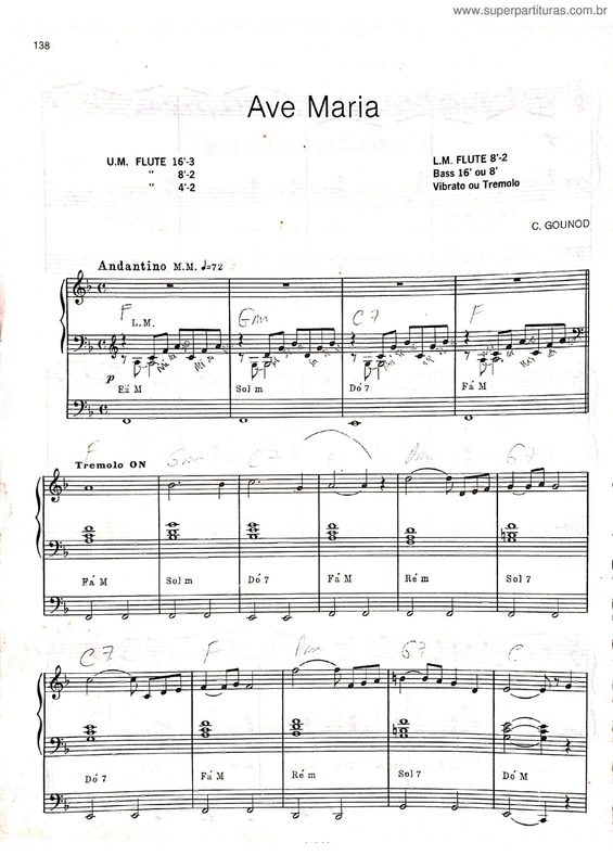 Partitura da música Ave Maria v.91
