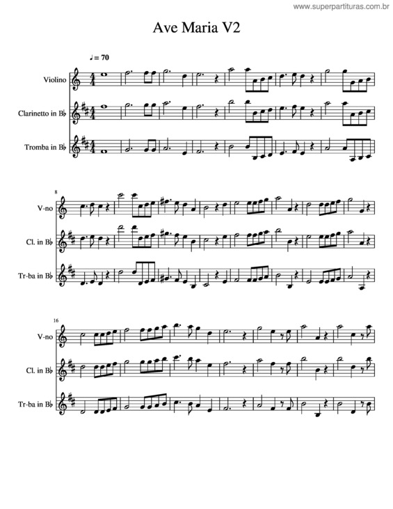 Partitura da música Ave Maria V2