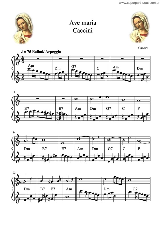 Partitura da música Ave Maria Van Caccini, 2 Balken