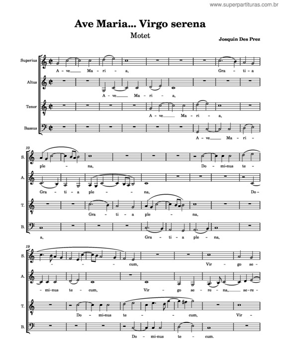 Partitura da música Ave Maria…Virgo Serena – Josquin Desprez v.2