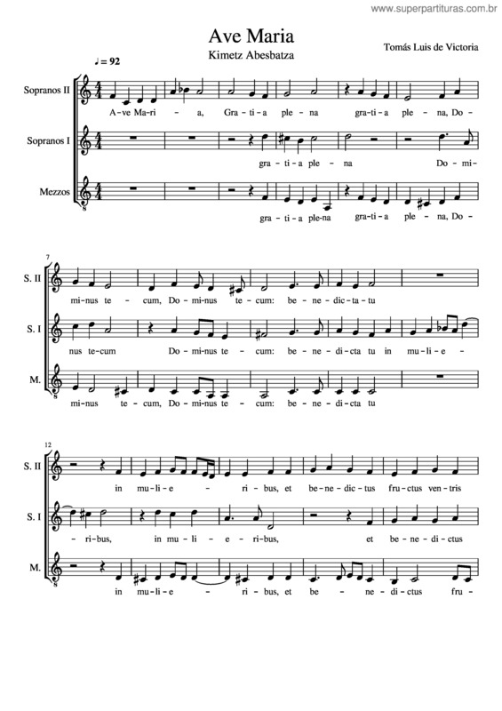 Partitura da música Ave Maria Vitoria