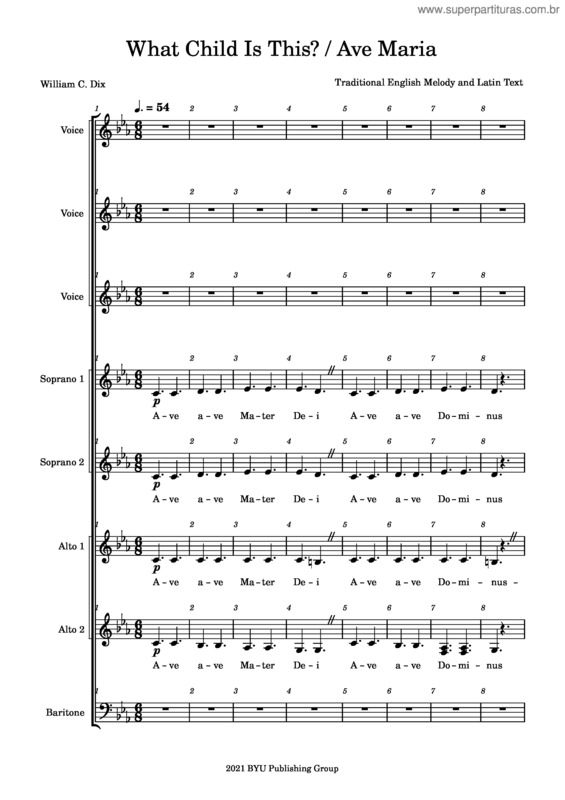 Partitura da música Ave Maria What Child Is This    Full Final