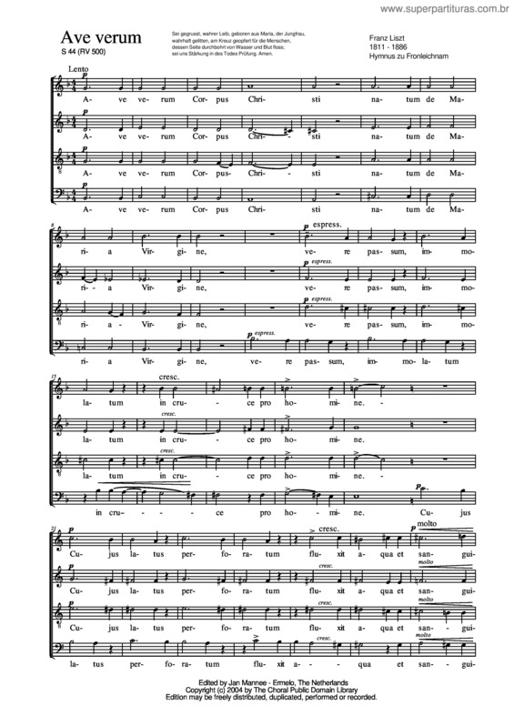 Partitura da música Ave verum corpus v.3