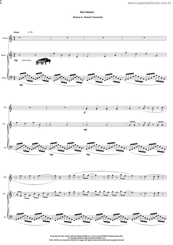 Partitura da música Ave Verum