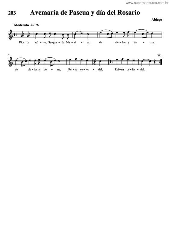 Partitura da música Avemaría De Pascua Y Día Del Rosario