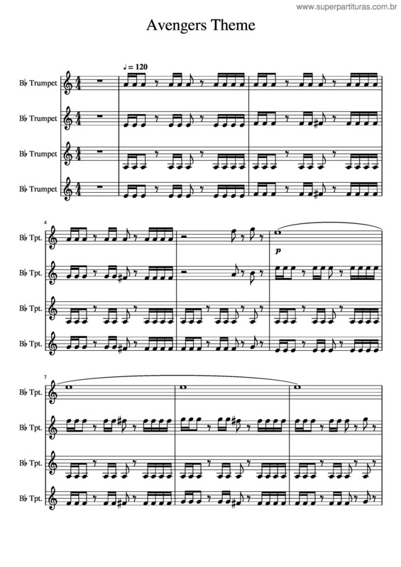 Partitura da música Avengers Theme Trumpet Quartet Meu
