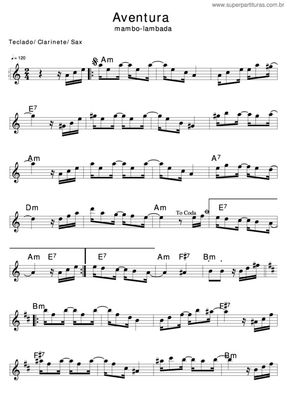 Partitura da música Aventura v.12