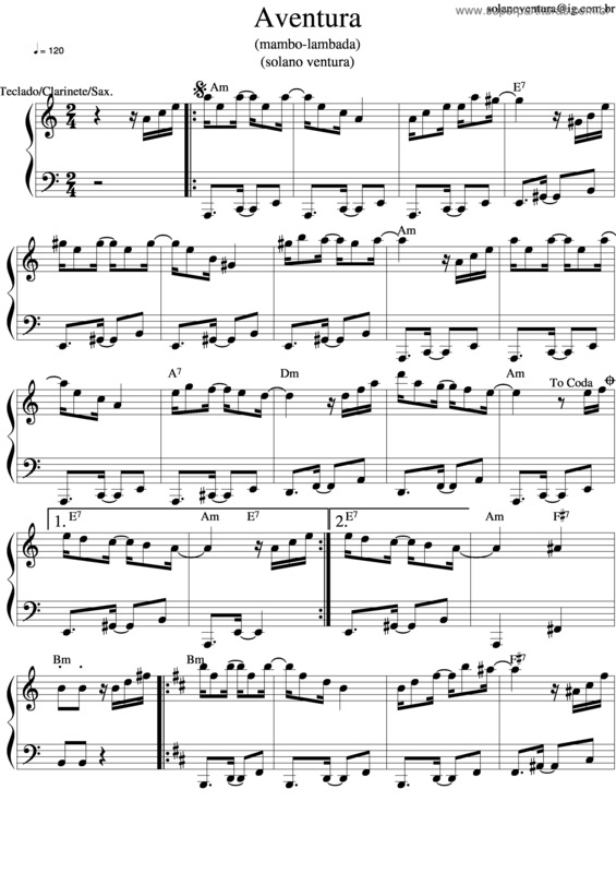 Partitura da música Aventura v.4