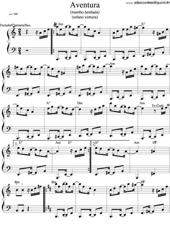 Partitura da música Aventura v.4