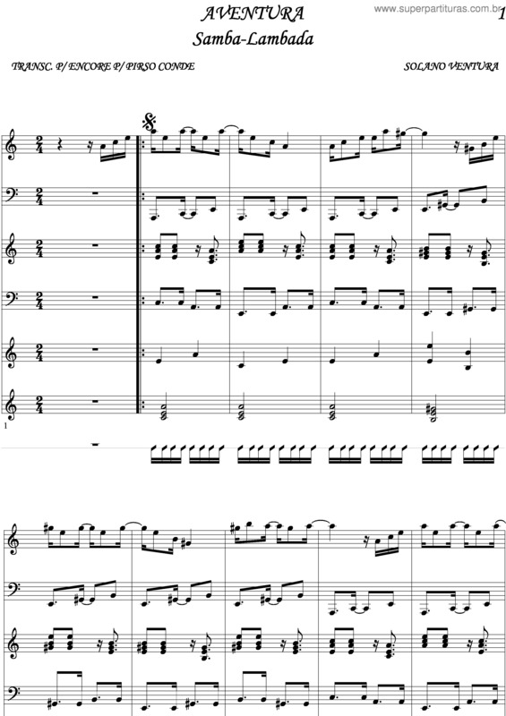 Partitura da música Aventura v.5